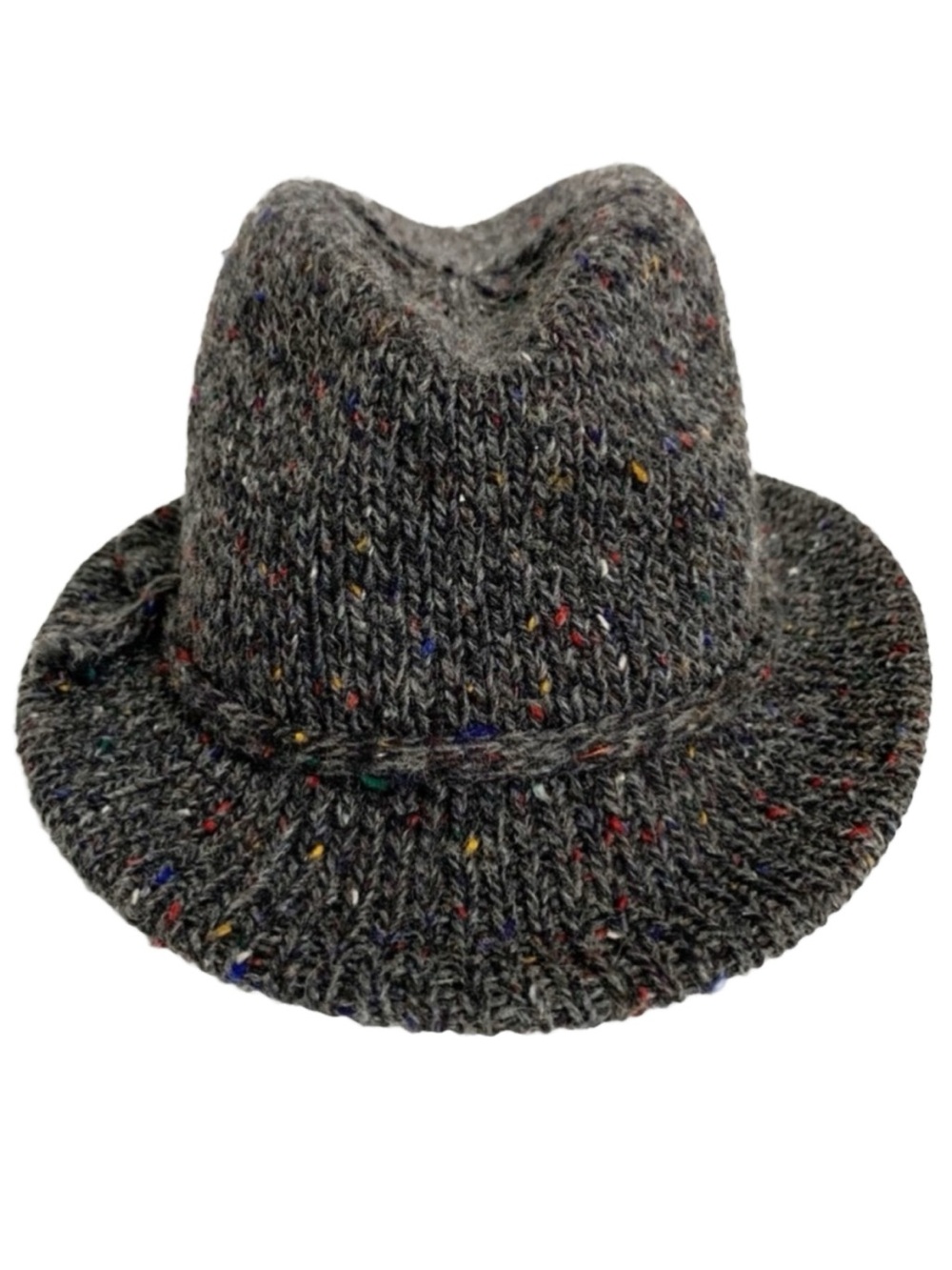 Vintage East Hollow Road Black Speckled Knit Wool Blend Bucket Cloche Hat Rimmed